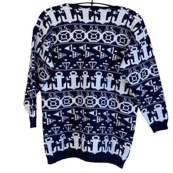 BABO Vintage Hand Knit Los Angeles Nautical Design Sweater One Size XL - Picture 6 of 7